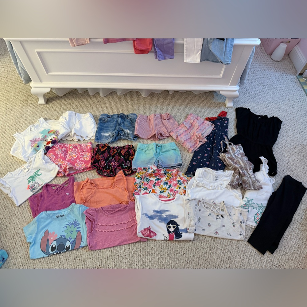 Girls clothes size small 6/7 shorts tee shirts romper